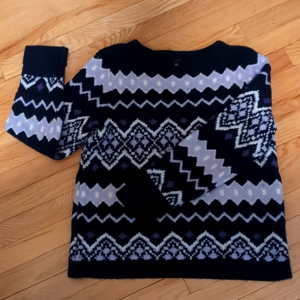Talbot's sweater- Diamond Fair Isle, Indigo Purple Rose Multi